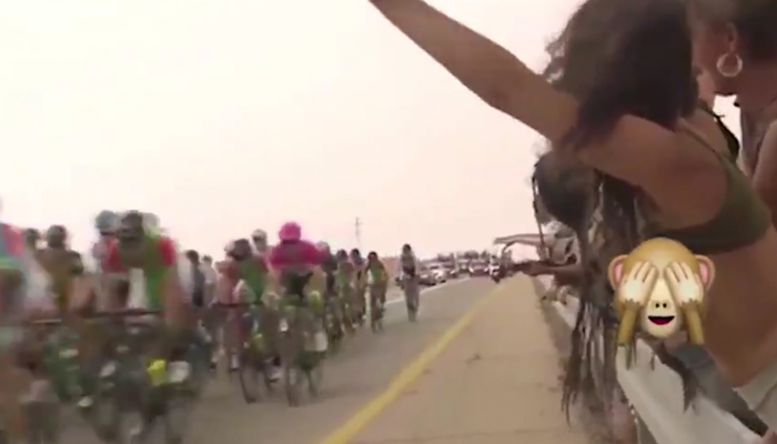 Commentator Loses It When Cameras Catch A Fan Flashing Cyclists During